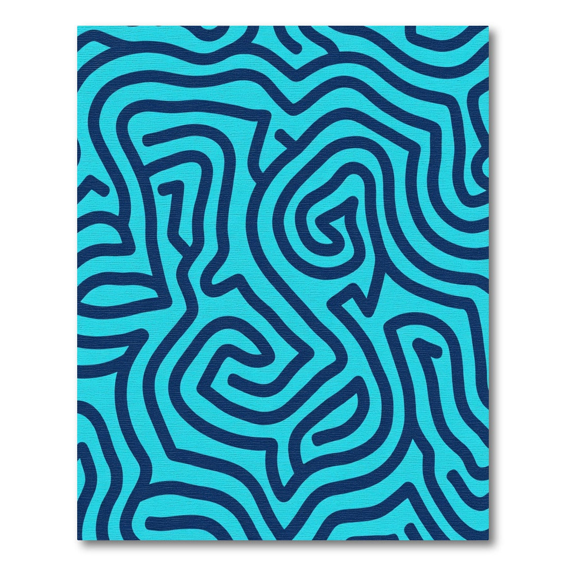 Deep Blue Abstract Maze Rug
