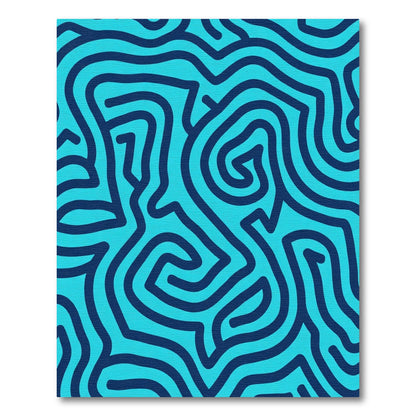 Deep Blue Abstract Maze Rug