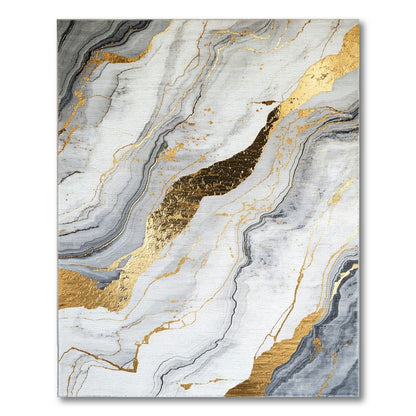 Gold Veined Gray Marble Rug