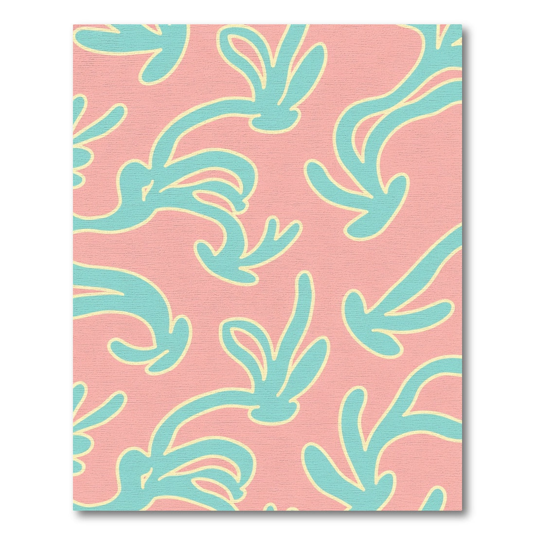 Coral Teal Abstract Organic Swirl Rug