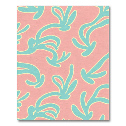 Coral Teal Abstract Organic Swirl Rug