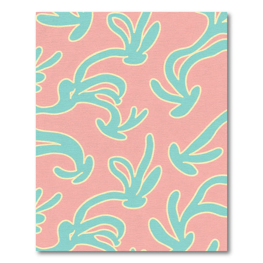 Coral Teal Abstract Organic Swirl Rug