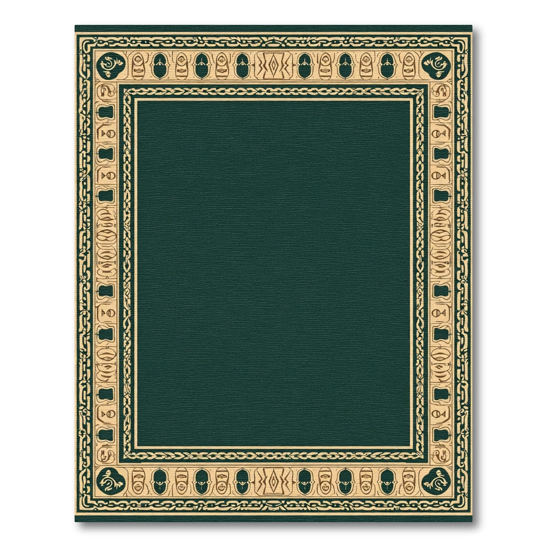 Dark Green Gold Scrollwork Border Rug