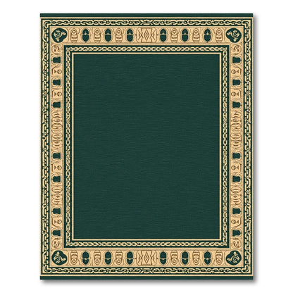 Dark Green Gold Scrollwork Border Rug