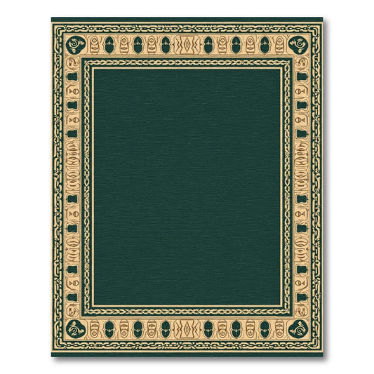 Dark Green Gold Scrollwork Border Rug
