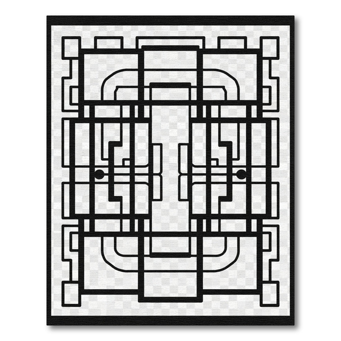 Black White Geometric Art Deco Rug