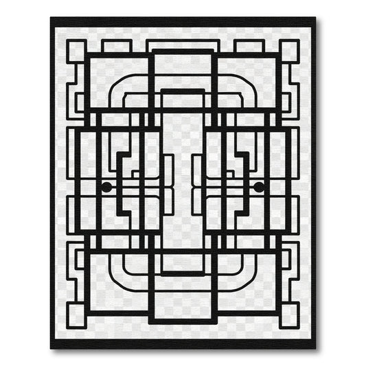 Black White Geometric Art Deco Rug