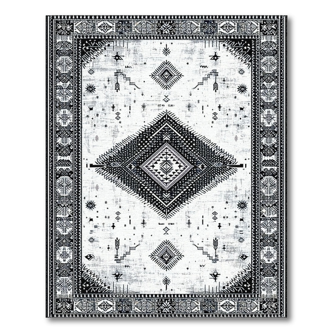 Black White Heritage Tribal No. 54 Area Rug