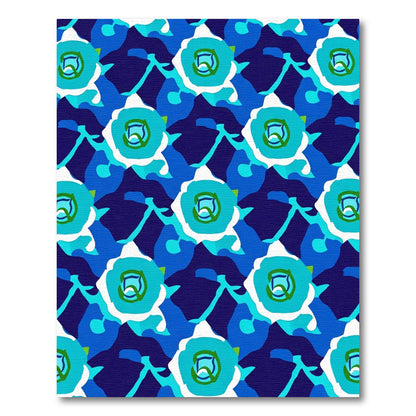 Blue White Floral Medallion Art Rug