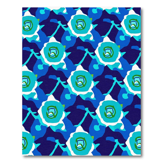 Blue White Floral Medallion Art Rug
