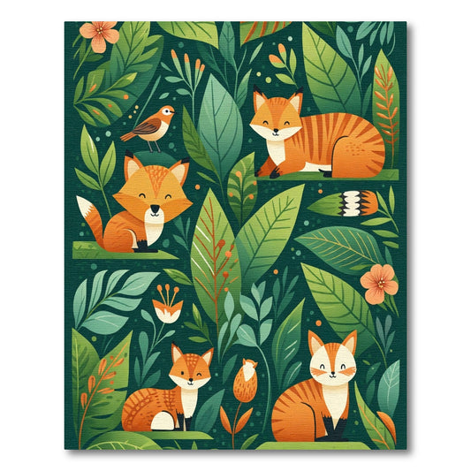 Enchanted Forest Foxes And Foliage Rug