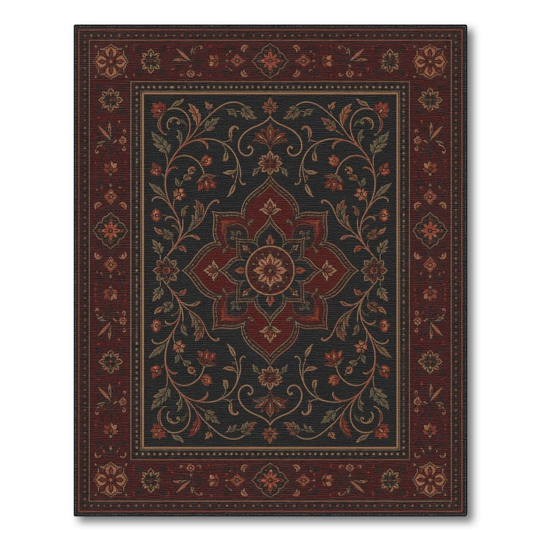 Traditional Persian Floral Red Traditional Persian Floral Area Rug