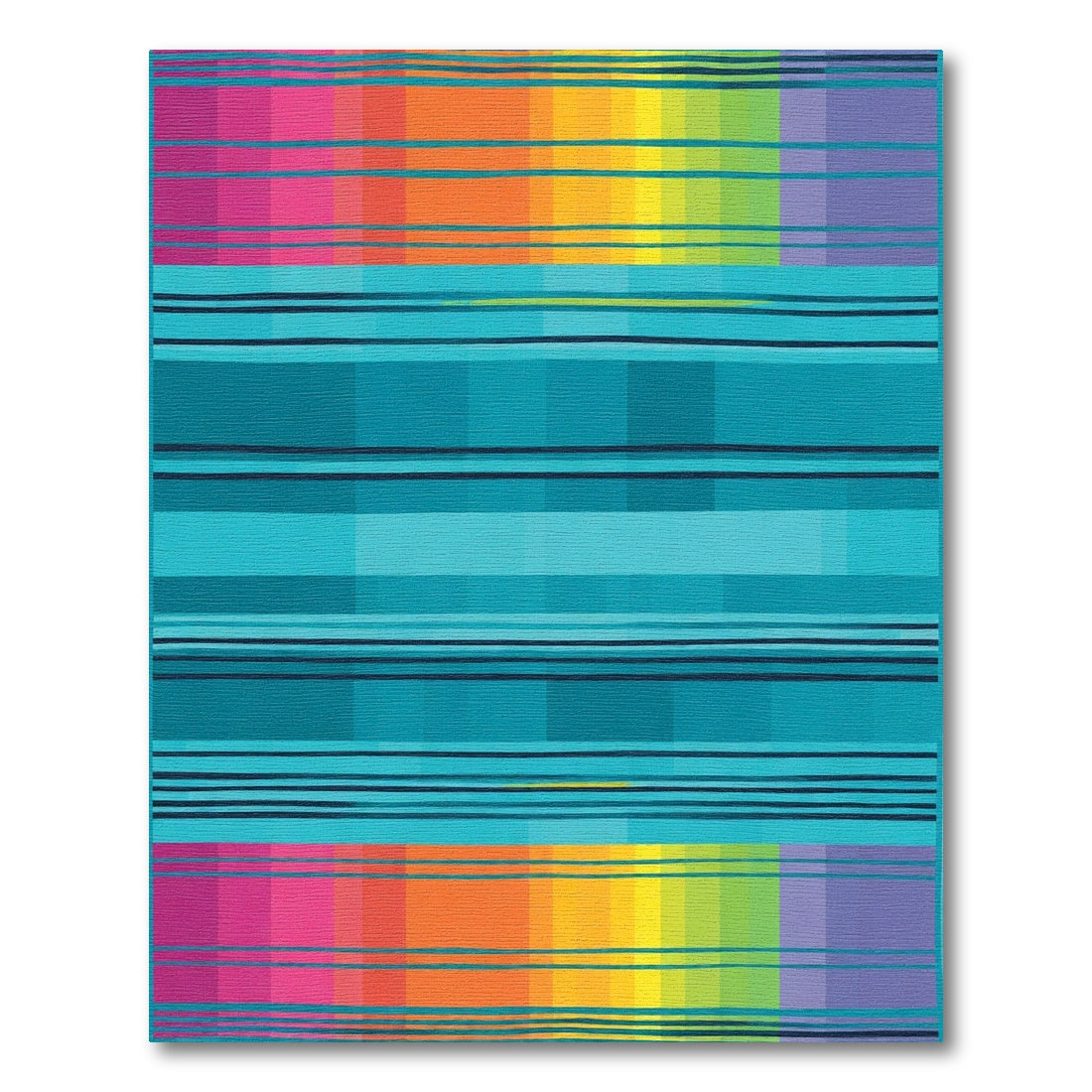 Vibrant Rainbow Striped Geometric Rug