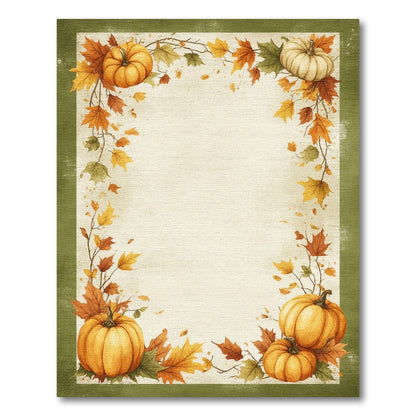 Brown and Tan Autumn Pumpkin Harvest Border Area Rug