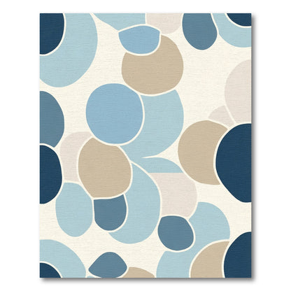 Abstract Rounded Shapes Blue Beige Rug