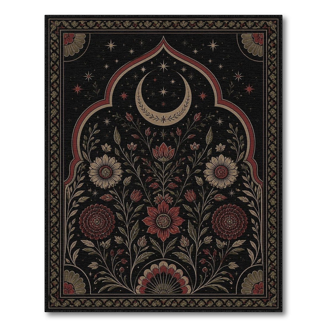 Multi-color and Patterns Celestial Floral Black Area Rug