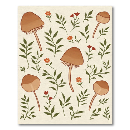 Whimsical Mushroom Garden Floral Rug