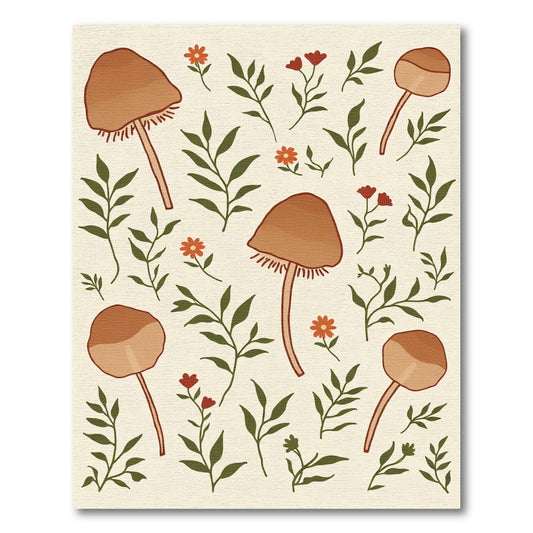 Whimsical Mushroom Garden Floral Rug