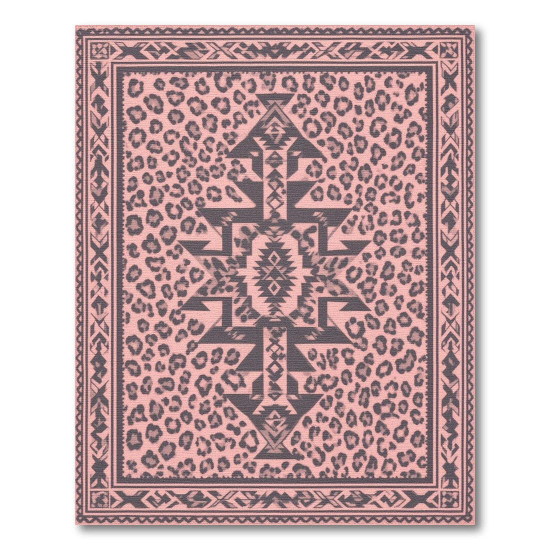 Pink Tribal Leopard Area Rug