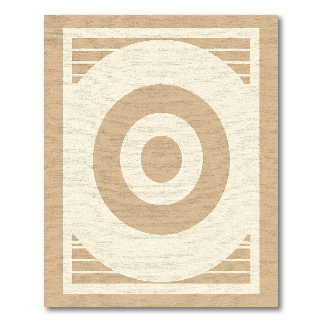 Cream Taupe Concentric Circles Geometric Rug