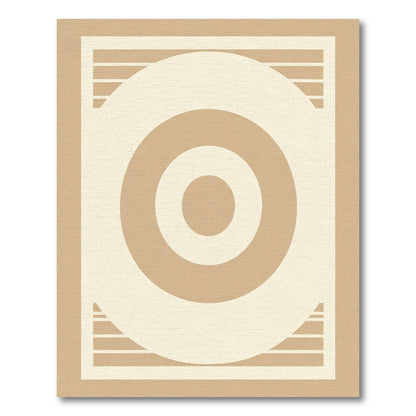 Cream Taupe Concentric Circles Geometric Rug