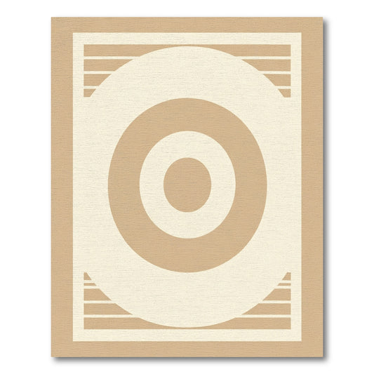 Cream Taupe Concentric Circles Geometric Rug