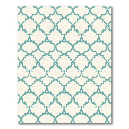 Teal Quatrefoil Lattice Abstract Rug