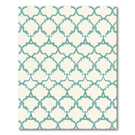 Teal Quatrefoil Lattice Abstract Rug