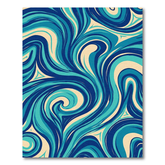 Deep Blue Teal Swirl Abstract Rug