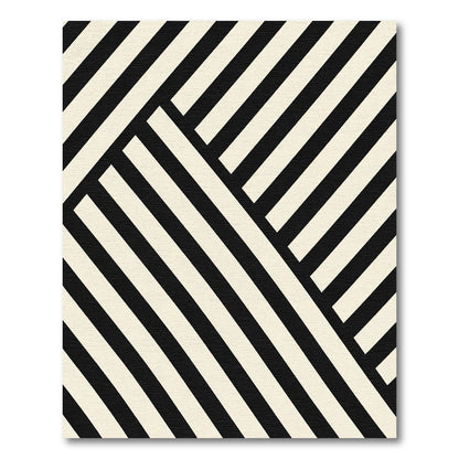 Black Cream Geometric Intersecting Lines Rug