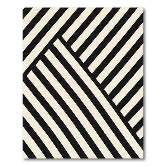 Black Cream Geometric Intersecting Lines Rug
