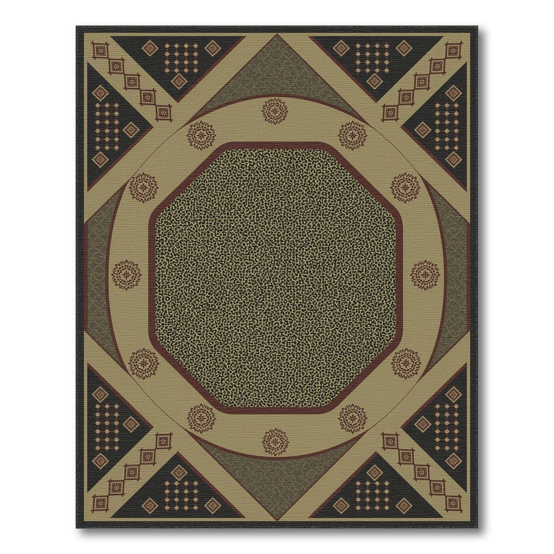 Beige Octagon Medallion Area Rug