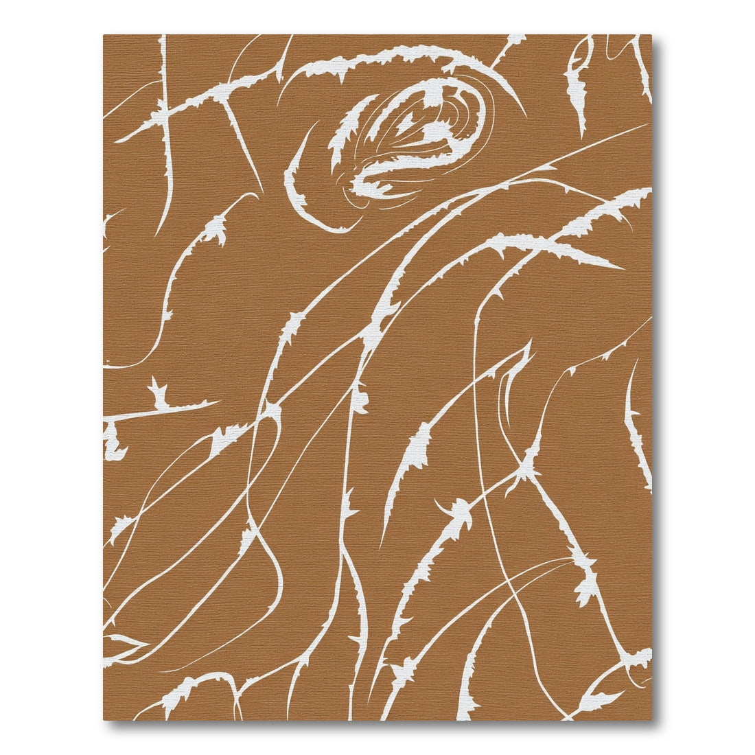 Brown White Abstract Spiky Vines Rug
