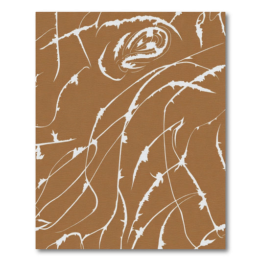 Brown White Abstract Spiky Vines Rug