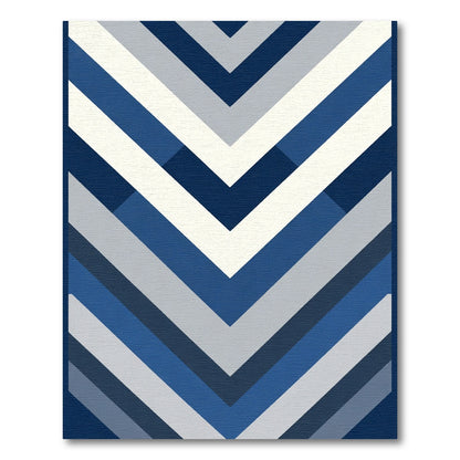 Navy Blue Chevron Layers Rug