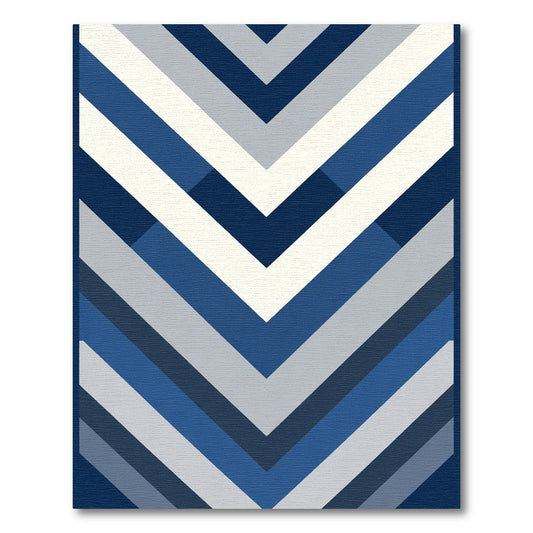 Navy Blue Chevron Layers Rug