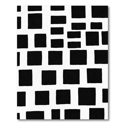 Bold black solid squares composition Rug