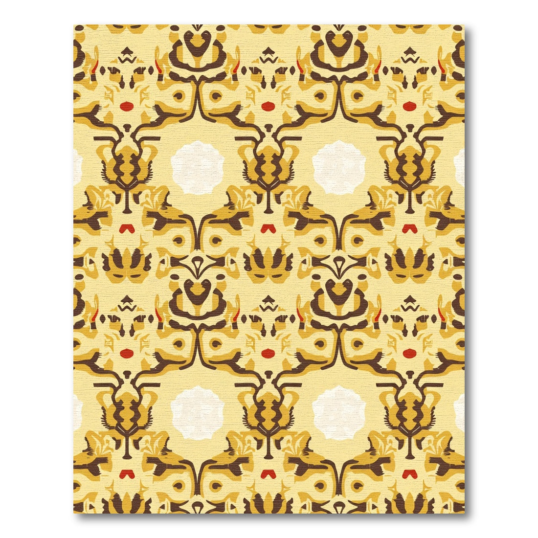 Golden Geometric Symmetrical Art Rug