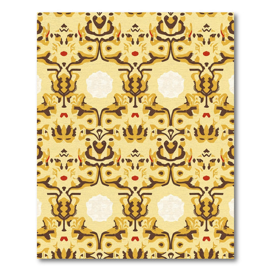 Golden Geometric Symmetrical Art Rug
