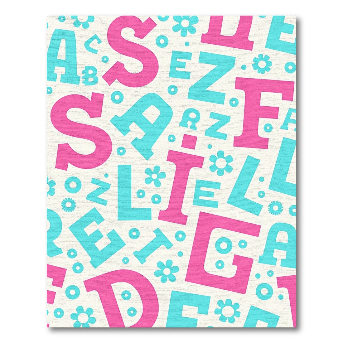 Bold Alphabet Pink Teal Composition Rug