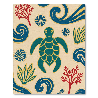 Teal Turtle Ocean Swirls Coral Rug