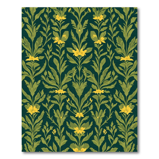 Emerald Forest Yellow Floral Vine Rug