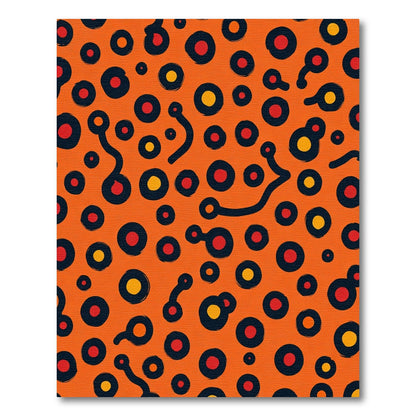 Orange Red Black Abstract Circles Rug