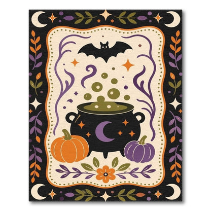 Halloween Cauldron Bat Pumpkins Washable Area Rug