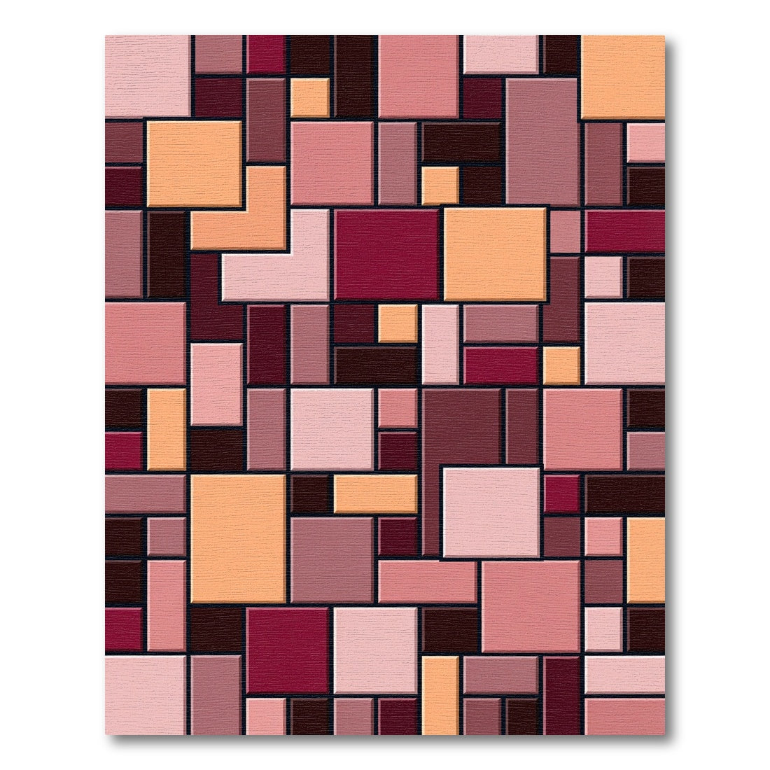 Terracotta Pink Geometric Blocks Rug