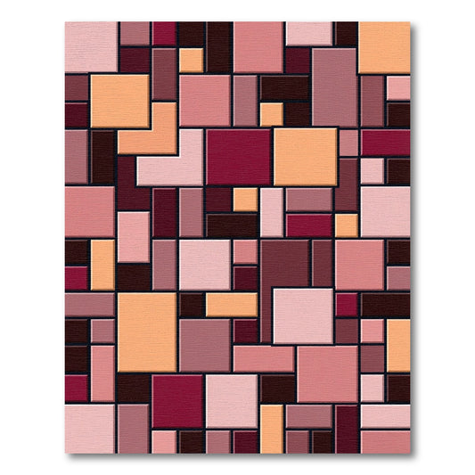 Terracotta Pink Geometric Blocks Rug