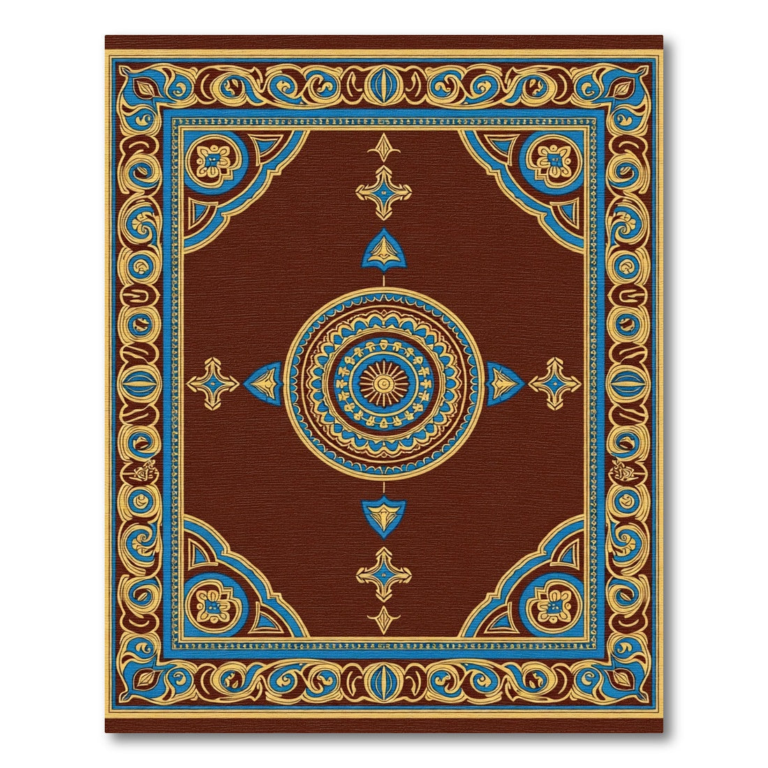Brown And Gold Intricate Medallion Rug