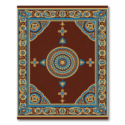 Brown And Gold Intricate Medallion Rug