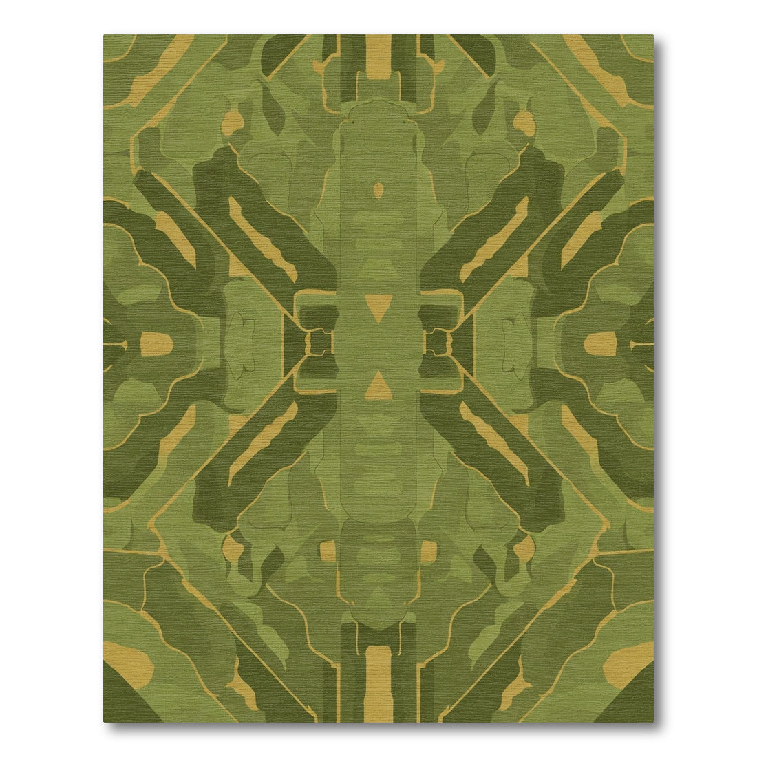 Muted Green Abstract Geometric Arrangement Rug