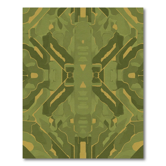 Muted Green Abstract Geometric Arrangement Rug
